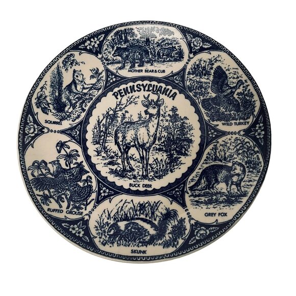 Vintage Pennsylvania Souvenir Plate Blue White Japan - Picture 1 of 8